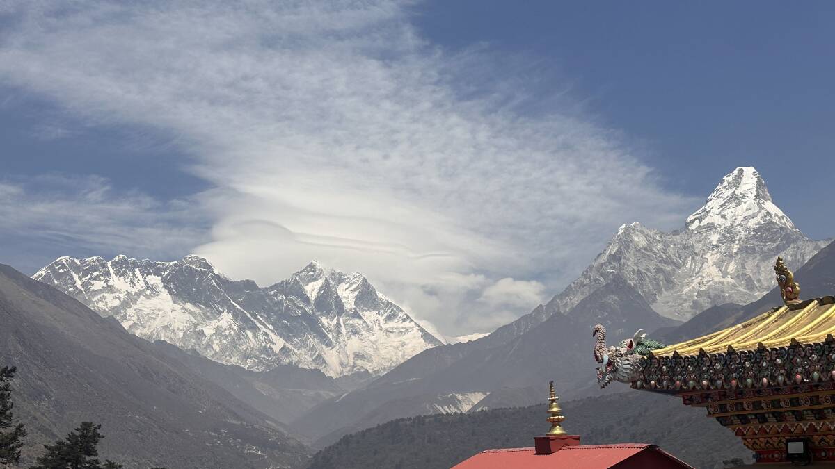 Everest and Lhotse seen from Tengboche monastery. Picture by Daniel Scott