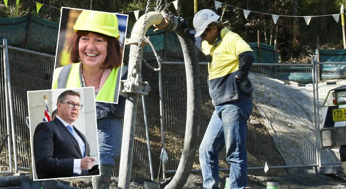 Shortland MP Pat Conroy (bottom) and Lake Macquarie mayor Kay Fraser. 