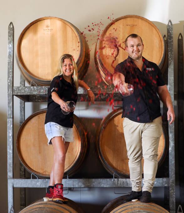 Emma White, who co-founder Latitude 32 wines along with her husband David, with operations manager Dylan Dower.