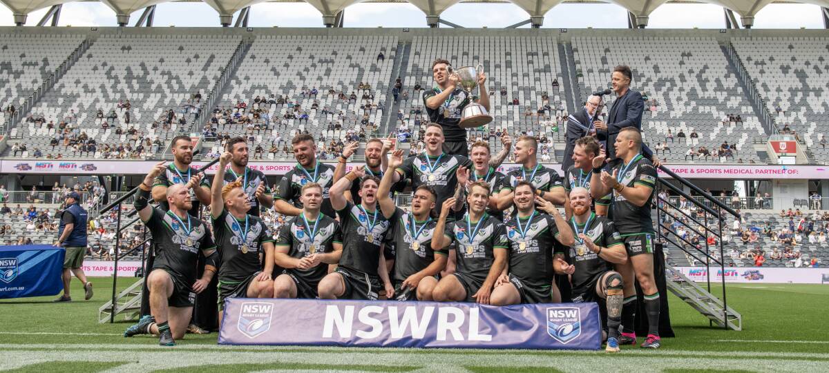 Newcastle RL premiers Maitland celebrate last year's President's Cup victory during NSWRL grand final day at CommBank Stadium. Picture by Bryden Sharp
