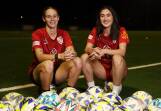 Brisbane Roar forward Ash Brodigan, left, and Lilly-Jane Babic will form a lethal attacking combination for Broadmeadow. Picture by Peter Lorimer
