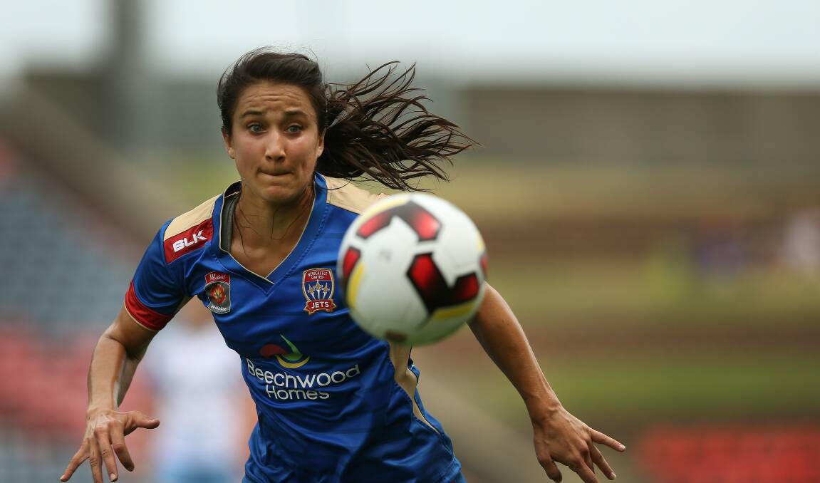 BIG SIGNING: Warners Bay have added Jen Hoy, pictured in action for the Newcastle Jets during the 2016-17 W-League season, to their Herald Women's Premier League squad. Picture: Marina Neil