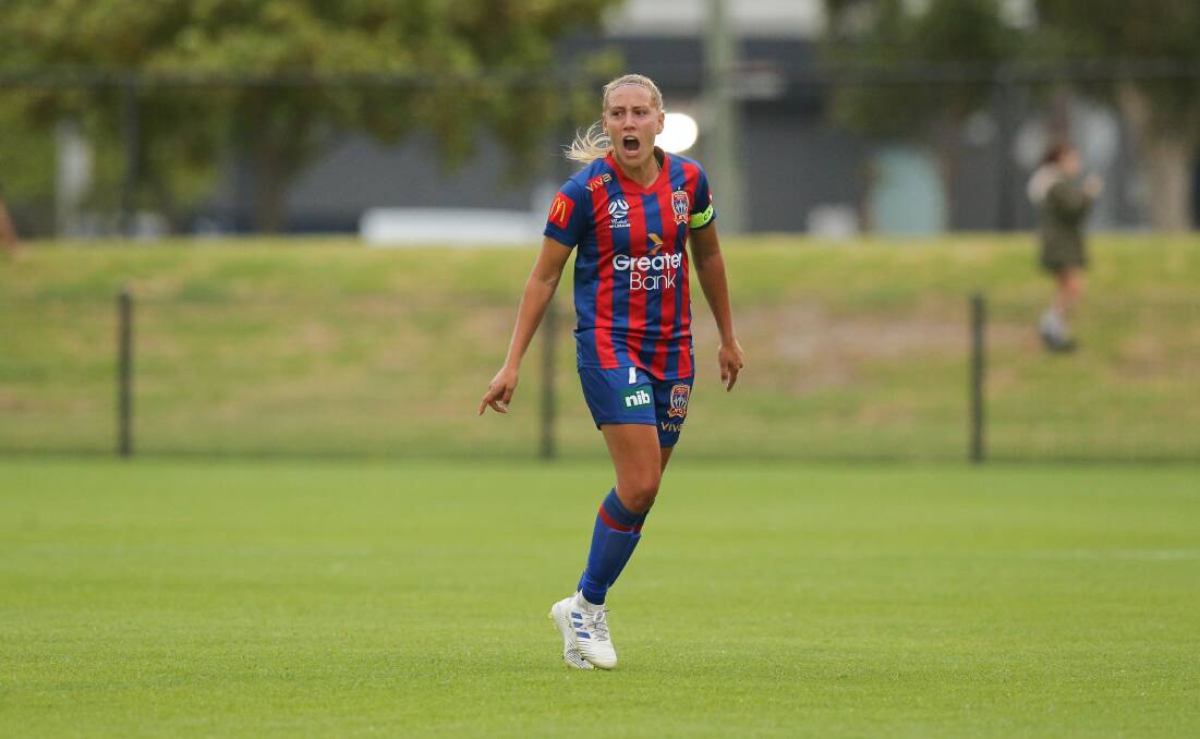 FIRED UP: Jets co-captain Gema Simon, in action during the first round against Melbourne City, is keen for a victory in Perth. Picture: Max Mason-Hubers