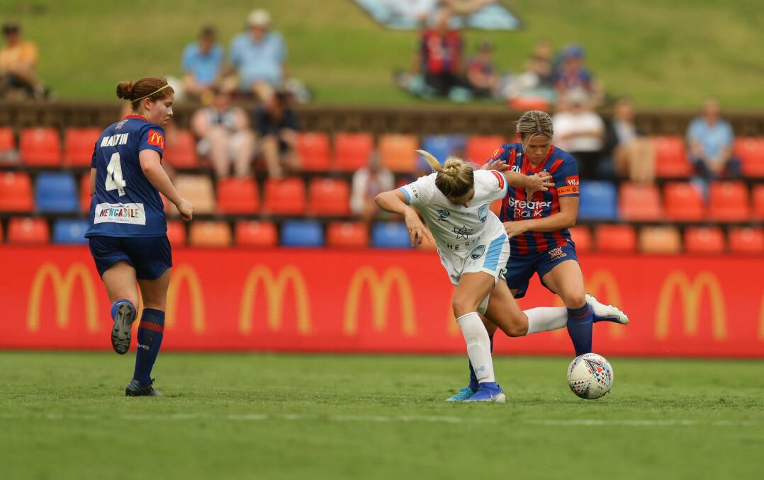 NOW OR NEVER: Newcastle co-captain Cassidy Davis, pictured against Sydney, was confident the Jets would rise to the challenge against Melbourne City today. Picture: Jonathan Carroll