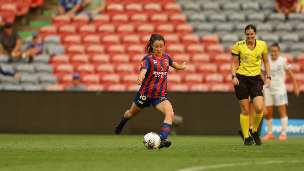Newcastle's Clare Wheeler, in action for the Jets at McDonald Jones Stadium last season, has signed with Sydney FC. Picture: Jonathan Carroll