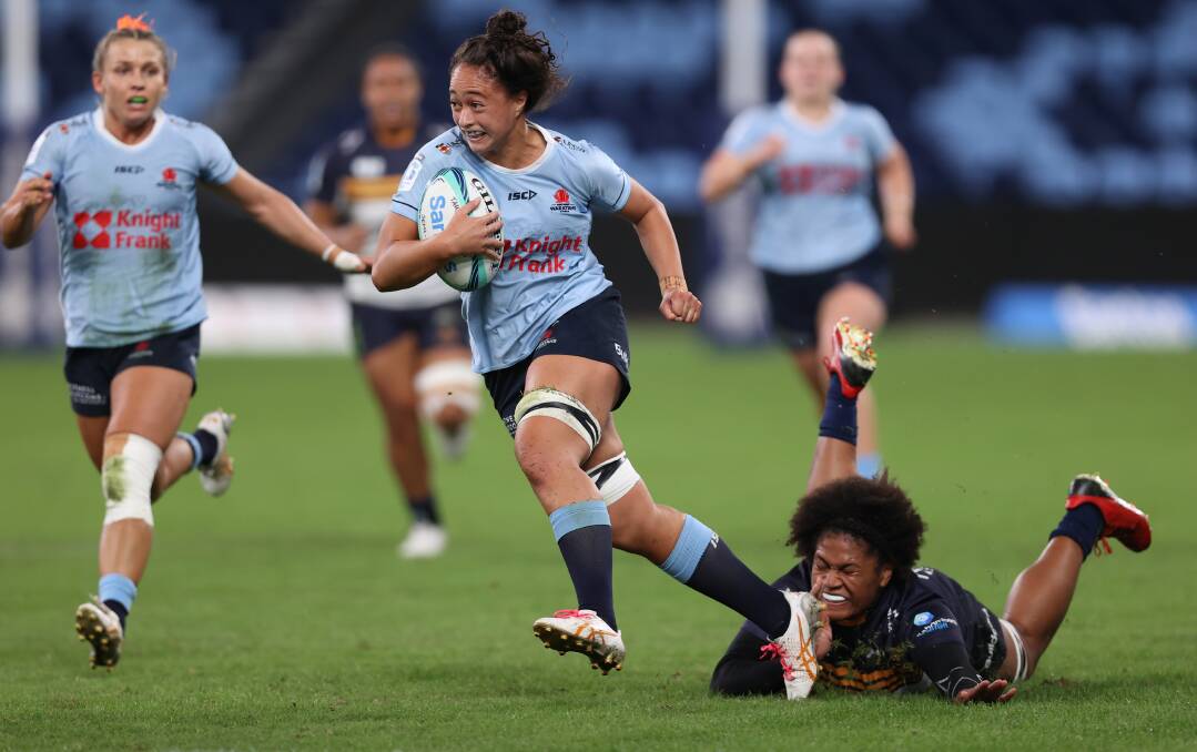 Leilani Nathan in action for the NSW Waratahs during the 2024 Super W finals series. Picture Getty
