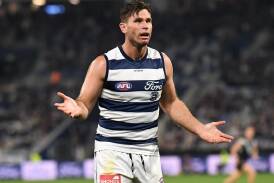 Geelong have decided to rest premiership star Tom Hawkins for the game against Gold Coast in Darwin. (Julian Smith/AAP PHOTOS)