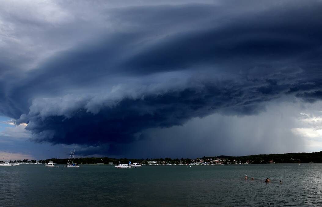 December 7: Storm over Speers Point. Picture: Jonathan Carroll