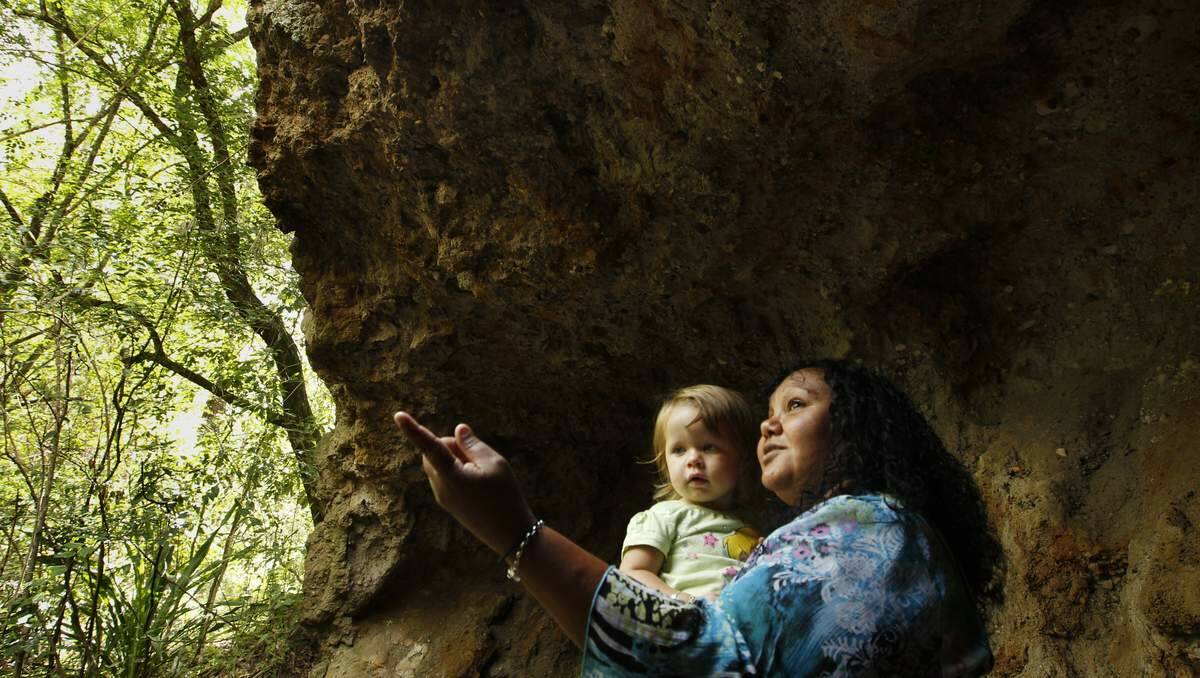 Melinda Brown and grand-daughter Yasmine at Butterfly Cave. Picture: Peter Stoop