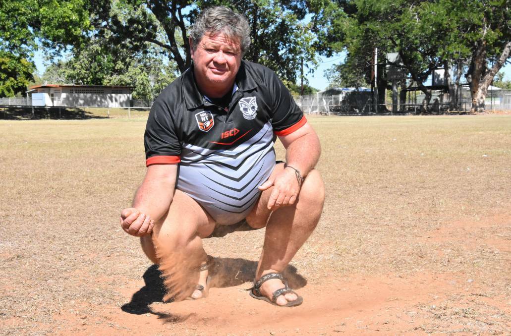 In May 2019, Brett Payne was among Katherine residents concerned with the state of the dry sport fields. Picture: Roxanne Fitzgerald