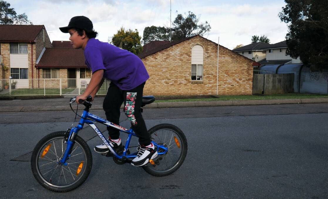 Christy Stewart's son, Kordell, 10, struggles as the homeless family regularly moves between different accommodation in Newcastle, NSW. Picture: Fleur Connick