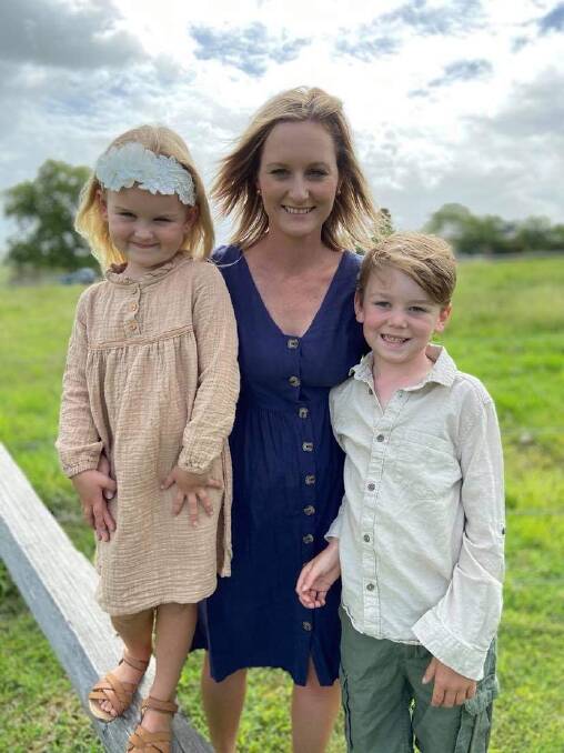 Close call: Sonya Chant with her two children, Milla, 4, and Angus, 7. Ms Chant recently discovered she had melanoma. 