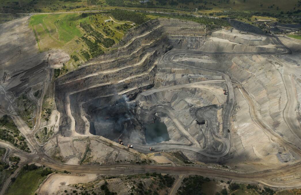 Aerial shot of a Hunter Valley coal mine. Picture by Jonathan Carroll.