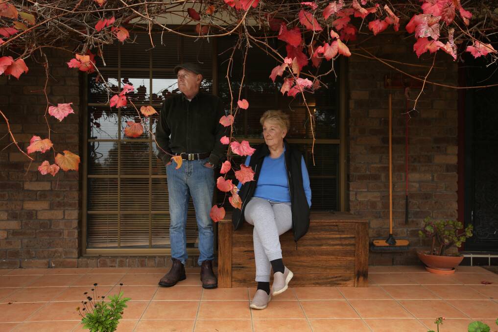 Judith and Alan Leslie at home on their property in Bulga, feel powerless in the face of the gradual expansion of a neighbouring coal mine. Picture: Simone De Peak