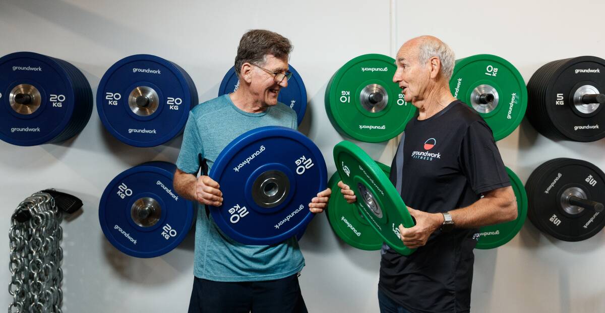 Geriatrician Dr John Ward pictured at Groundwork Fitness in Carrington, which specialises in fitness for older people, with Professor Tom Roberts OA. Picture by Max Mason-Hubers.