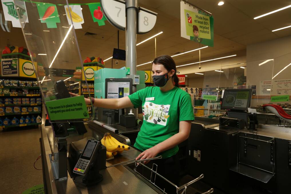 ACCOLADE: Sharnae Berresford at Swansea's Woolworths where she has excelled and become regular shoppers' favourite checkout operator. Picture: Simone De Peak