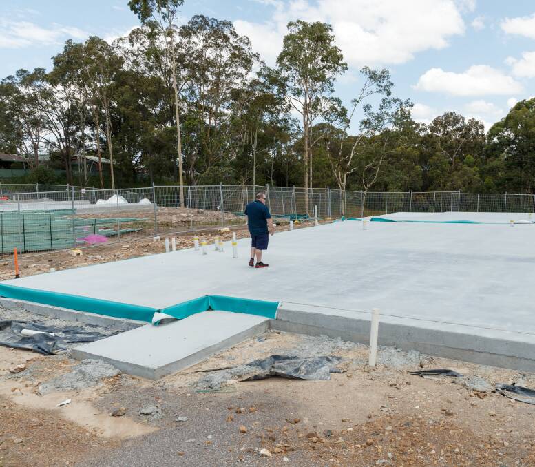 TOOLS DOWN: Nathan Whyte-Southcombe was given no warning about the sudden cease-build at his home in Heritage Parc, Rutherford, which is at a stand-still at slab stage and could stay that way for many months to come. Picture: Max Mason-Hubers