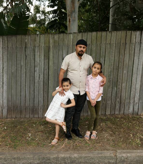 Fardin with his daughters, near their home in Jesmond.