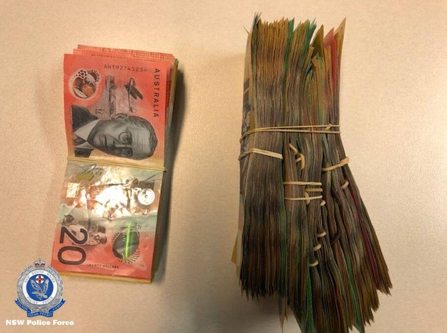 The cash seized by NSW Police.