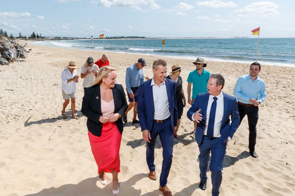 Labor announce $21m funding pledge for Stockton Beach sand erosion, if elected. Picture by Max Mason-Hubers