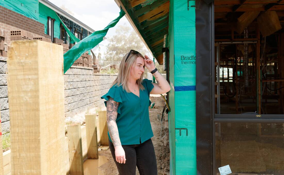 Kiana Johnston, at her unfinished Privium home in the Heritage Parc development in Rutherford. Picture Max Mason-Hubers