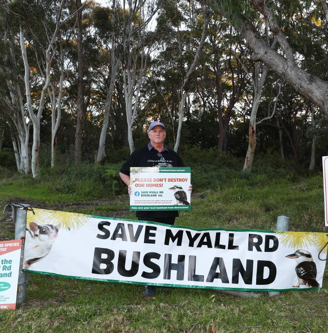 Cardiff resident and founding member of the 'Save the Myall Road Bushland' group Steve Warham at the site earmarked for development. Picture by Peter Lorimer
