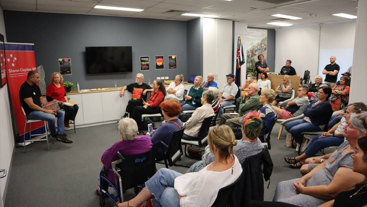 Thomas Mayor speaking at the office of Sharon Claydon Thursday night. Picture: Supplied