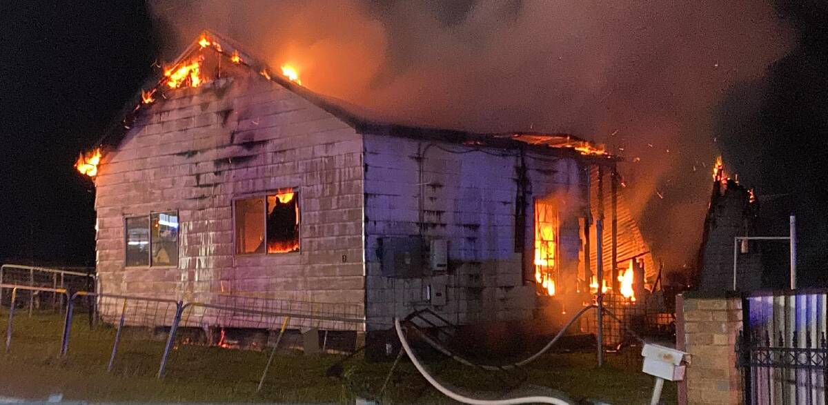 Ablaze: House fire at Allandale Street, Kearsley in the Hunter Valley. Picture: Fire and Rescue NSW