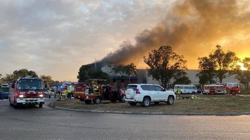 More than 24 fire trucks, including two aerial appliances, were dispatched to the scene in Sandpiper Drive at Kooragang around 2.45am. Picture: Fire and Rescue NSW
