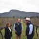 Strong supply: Singleton mayor Sue Moore with Nationals candidate James Thomson and Barnaby Joyce at Nightingale Wines on Friday. Picture: Ethan Hamilton