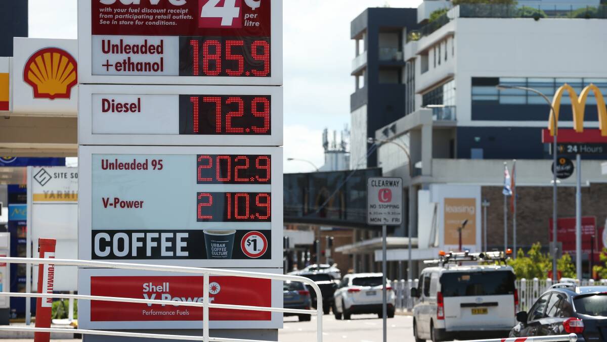 Pain at the pump: Shell Coles Express on the Pacific Highway at Charlestown on Thursday shows petrol prices are up across the region. Picture: Simone De Peak