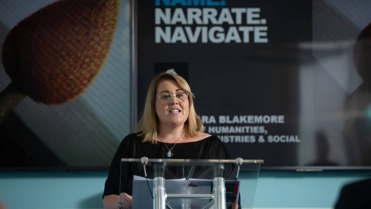 Name.Narrate.Navigate Program lead Dr Tamara Blakemore at the funding announcement. Picture: Marina Neil