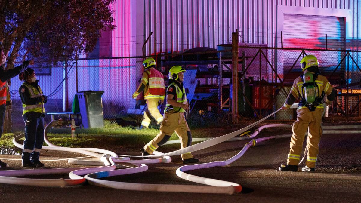Fire crews in Carrington on Tuesday evening. Pictures: Max Mason-Hubers
