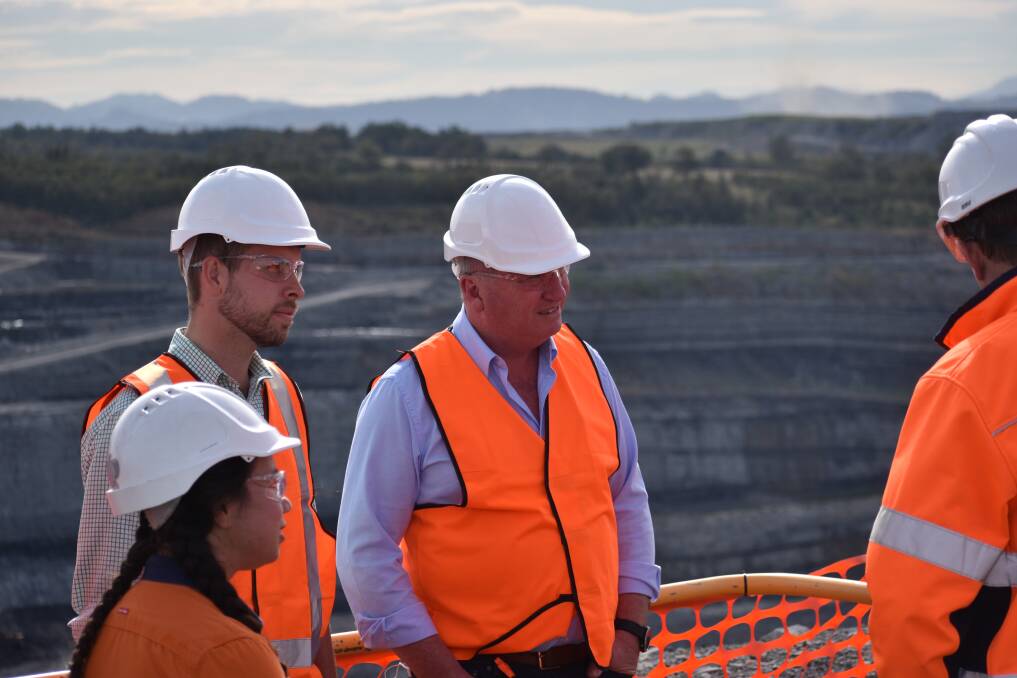 James Thomson and Barnaby Joyce on a tour of Bloomfield Group's Rix's Creek Mine. Picture: Ethan Hamilton