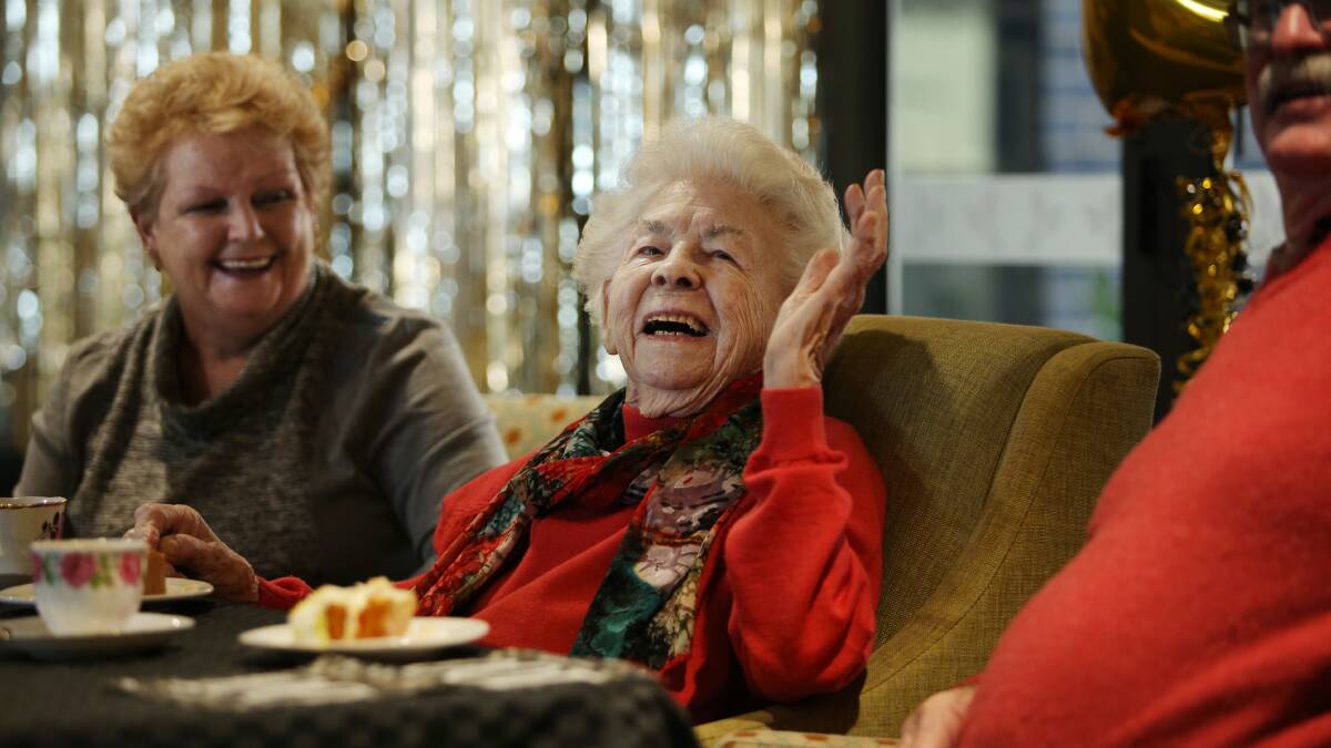 Celebration as thirteen Wallsend Manor Aged Care residents hit milestones together. Pictures: Simone De Peak