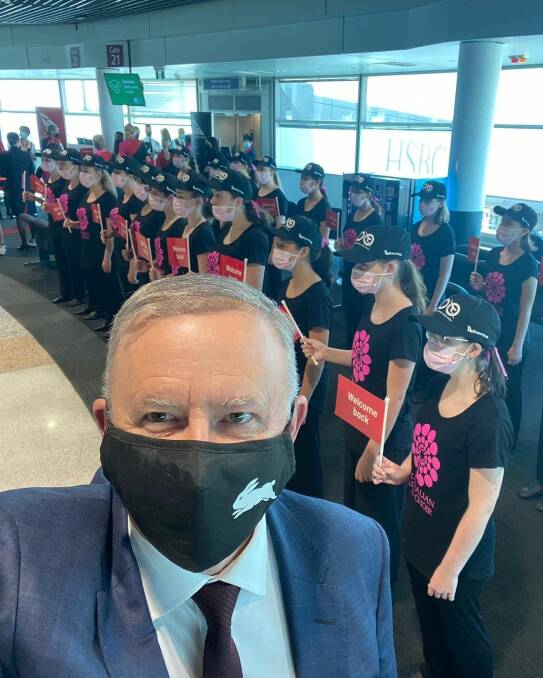 Labor Leader Anthony Albanese said there were "beautiful scenes" at Brisbane Airport on Monday. 