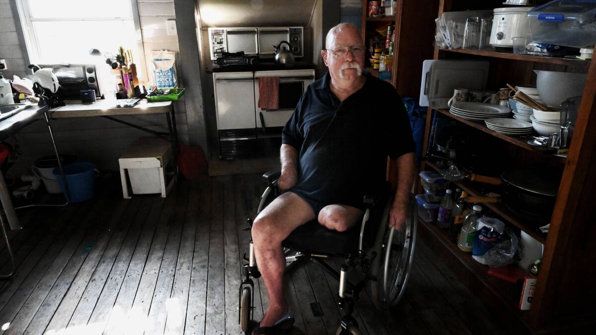 North Lismore resident Brian Burgin nearly lost his life in floods earlier this year and says he is ready for a government buyback scheme announced by the Prime Minister and NSW Premier on a visit to his home today. Picture by Cathy Adams