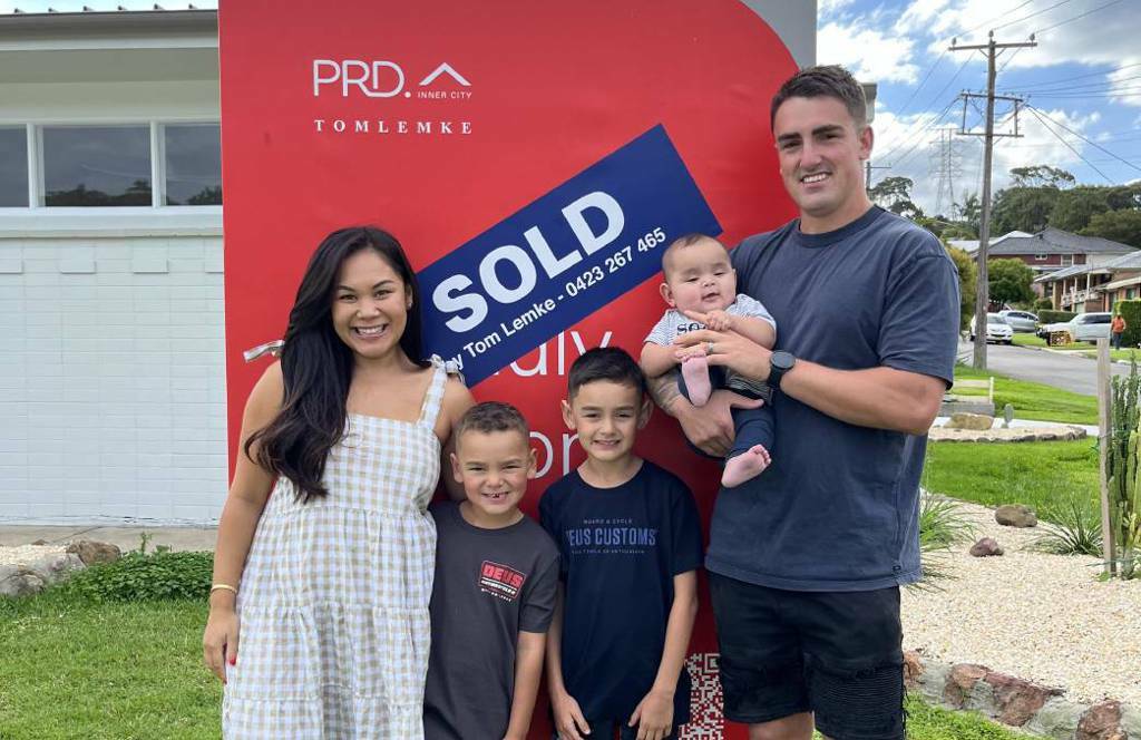 Homeowner Pinn Tongue, pictured with husband Jaydn and their three children at their Charlestown home, said the rising cost of living had more of an impact on their finances than rising interest rates.