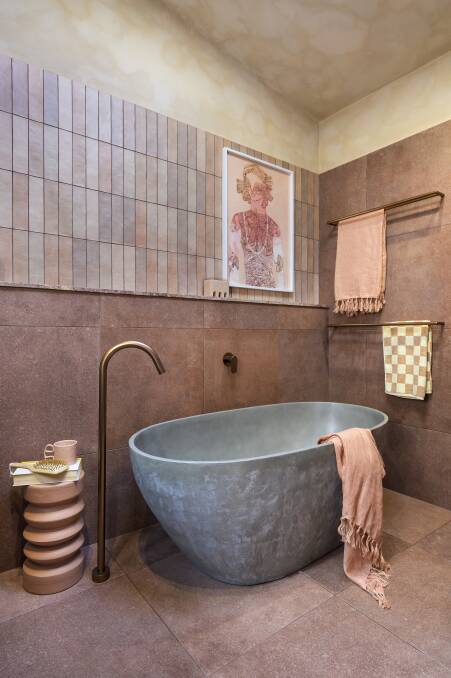 The 250kg concrete bathtub in the main bathroom. Picture supplied 