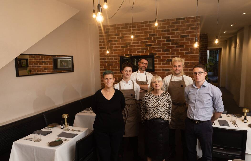 Staff members Tracie Auld, Alannah Miceli, Scott McLean, Kay Roberts, Hayden Booth and Oleg Fina appeared in The Newcastle Herald in July to announce their new head chef and winter menu. Picture Marina Neil
