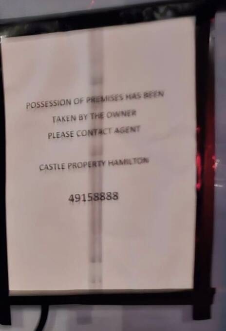 The notice posted on the door at Newcastle restaurant Subo. Picture supplied