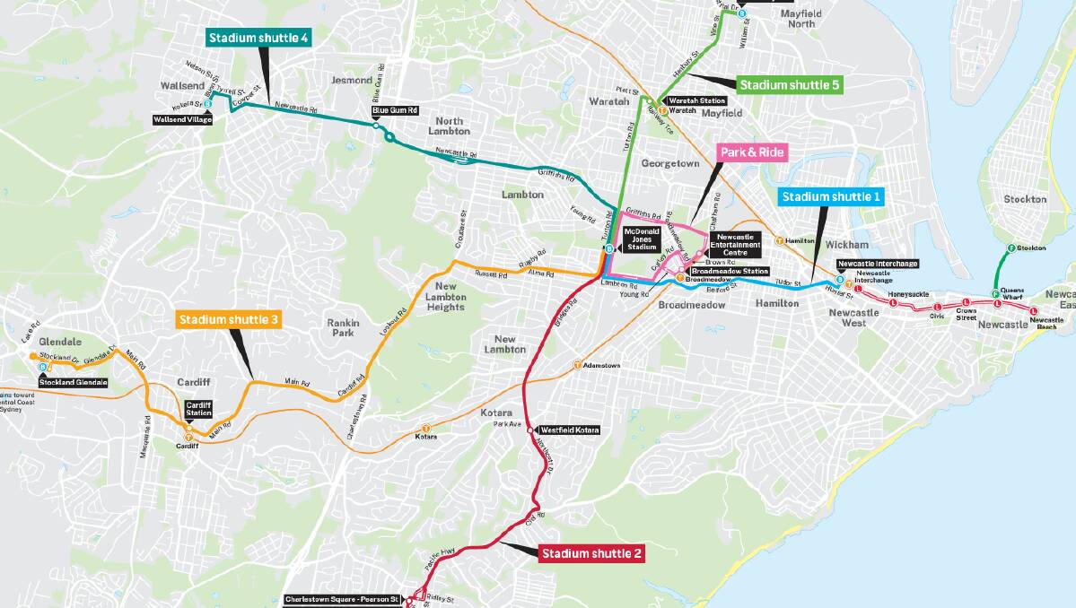 Map of shuttle buses for Paul McCartney concert. Picture by Newcastle Transport
