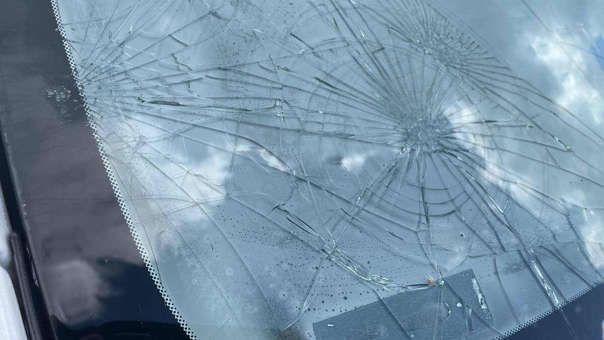 Many car windscreens have been damaged. Picture supplied