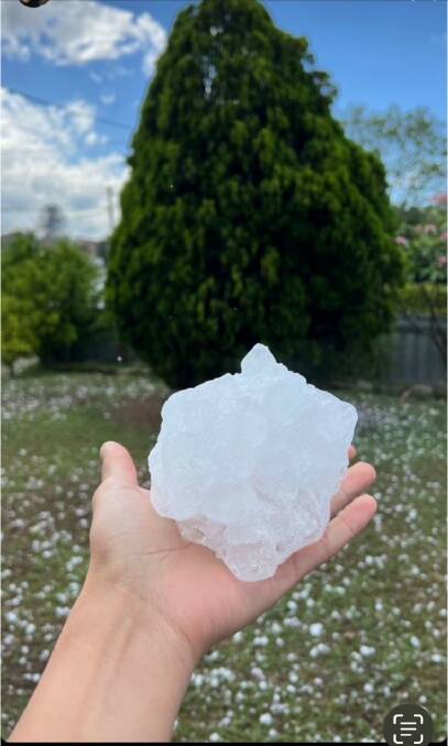 A giant piece of hail in Maitland. Picture supplied