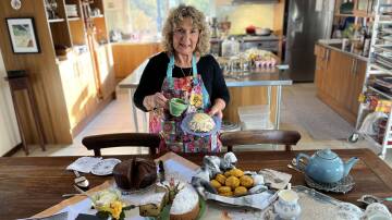 The Queen of Tarts and pastry chef Nelleke Gorton with her homemade high tea. Picture by James Parker