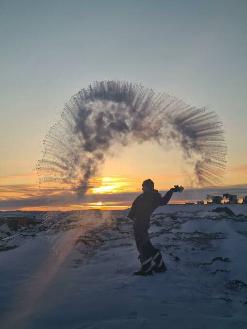 So cold: Throwing boiling water into the chilled air, makes for a good effect.