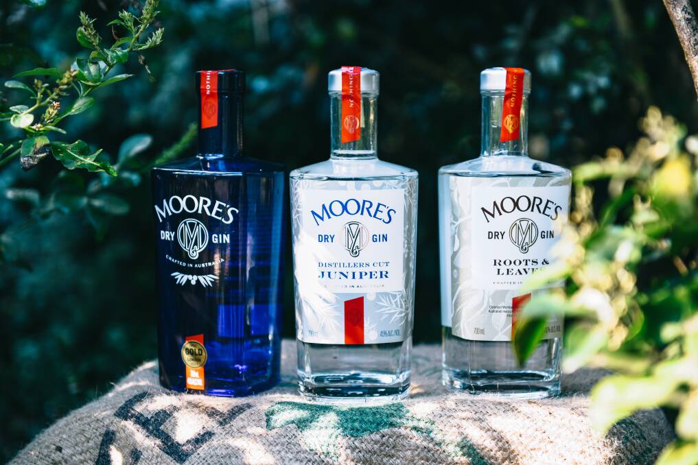 Spoiled for choice: Three of Moore's gins.