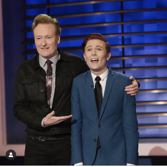 American Debut: Conan O'Brien and Rhys Nicholson this week at the end of Nicholson's four-minute set on the famous talk show.