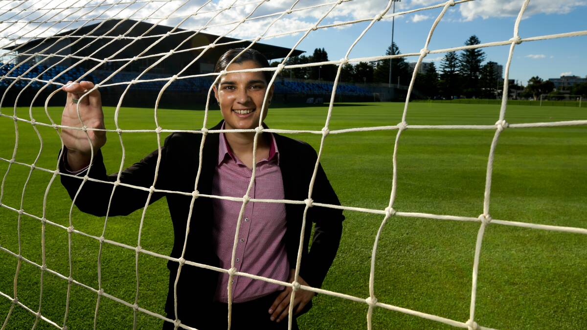 Holding down two jobs: Claire Coelho, Newcastle Jets goalkeeper, who is also an attorney. Picture: Jonathan Carroll