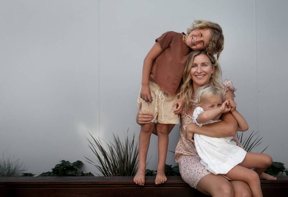 Passion for nutrition: Luka McCabe with her children, Flynn, 5, and Florence, 2. Picture: Marina Neil